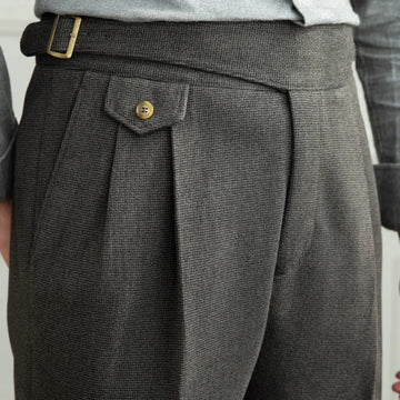 Aidase Autumn Winter Men's Warm Retro Straight Trouser Male Casual British High Waist Pants Office-trousers Dress Pant Trousers aidase-shop